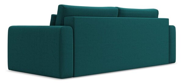 Turkusowa aksamitna rozkładana/ze schowkiem sofa 238 cm Kapua – Makamii