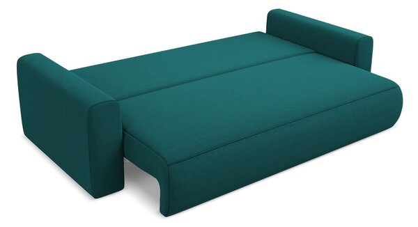 Turkusowa aksamitna rozkładana/ze schowkiem sofa 238 cm Kapua – Makamii