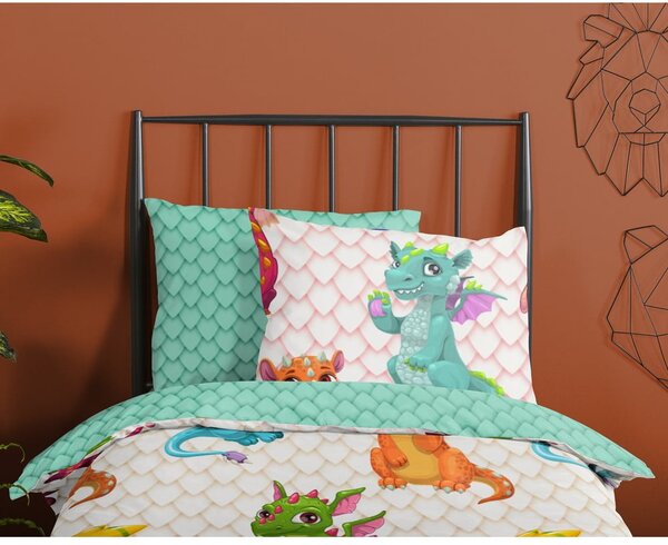 Bawełniana pościel dziecięca jednoosobowa 140x220 cm Dragons – Good Morning