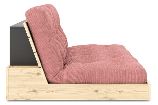 Różowa sztruksowa rozkładana sofa 196 cm Base – Karup Design