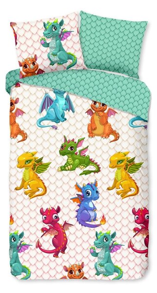 Bawełniana pościel dziecięca jednoosobowa 140x220 cm Dragons – Good Morning