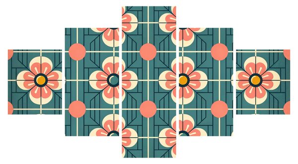Obraz - Retro wzór z kwiatami (125x70 cm)