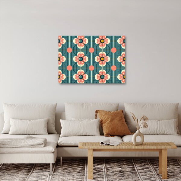 Obraz - Retro wzór z kwiatami (70x50 cm)