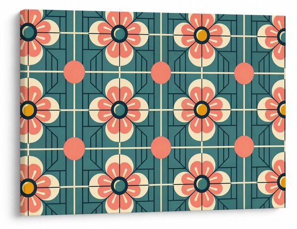 Obraz - Retro wzór z kwiatami (70x50 cm)