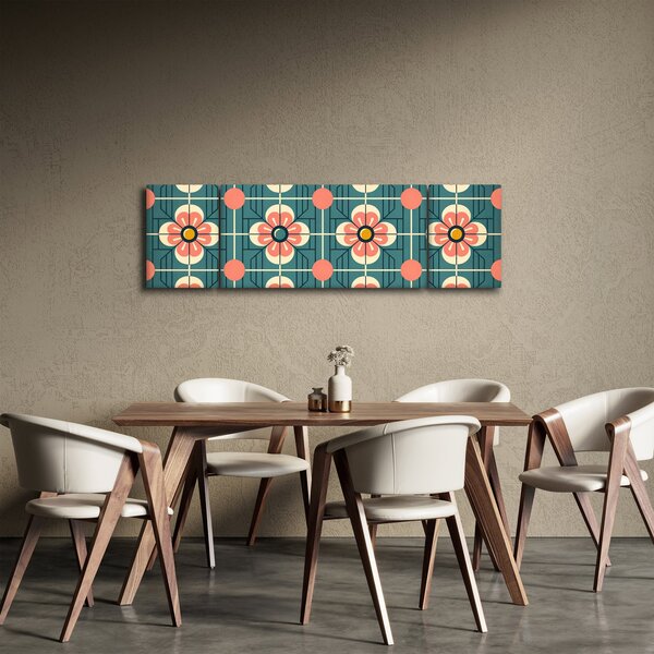 Obraz - Retro wzór z kwiatami (170x50 cm)