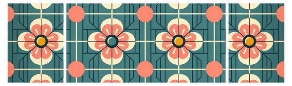 Obraz - Retro wzór z kwiatami (170x50 cm)