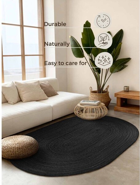 Czarny dywan z juty dwustronny/tkany ręcznie 160x230 cm Braided – Hanse Home