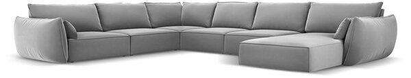 Jasnoszary aksamitny narożnik (lewostronny/w kształcie litery U) Vanda – Mazzini Sofas