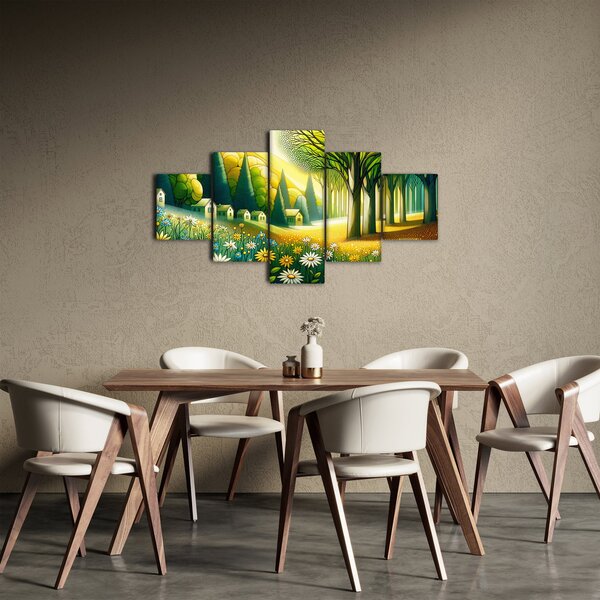 Obraz - Wieś w żółto-zielonym (125x70 cm)