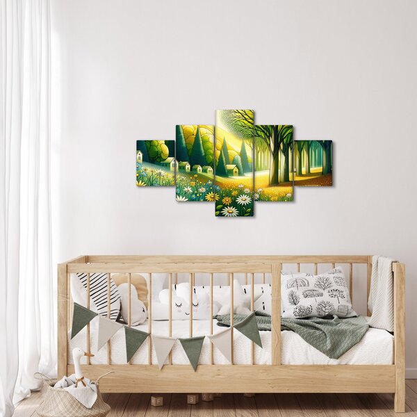 Obraz - Wieś w żółto-zielonym (125x70 cm)