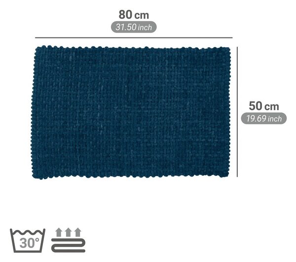 Ciemnoniebieski tekstylny dywanik łazienkowy 50x80 cm Covelo – Wenko