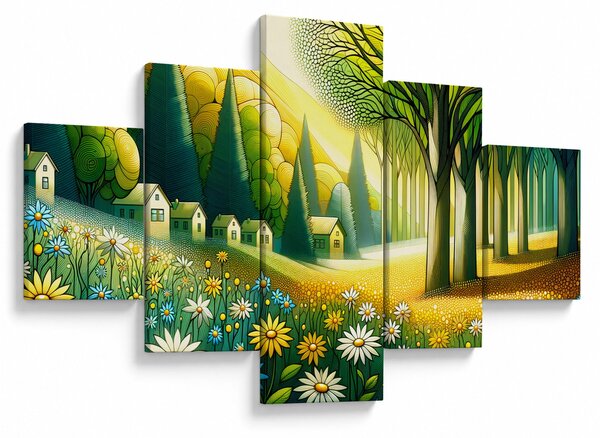 Obraz - Wieś w żółto-zielonym (125x70 cm)