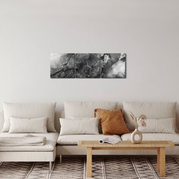 Obraz - Papugi akwarelowe (z zegarem) (90x30 cm)