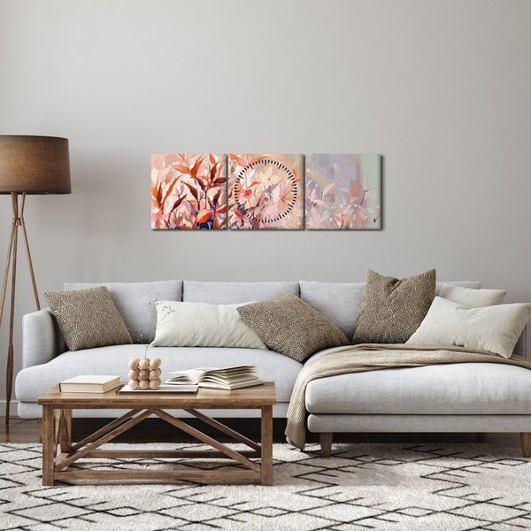 Obraz - Malowanie pastelami jesieni (z zegarem) (90x30 cm)