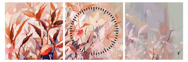 Obraz - Malowanie pastelami jesieni (z zegarem) (90x30 cm)