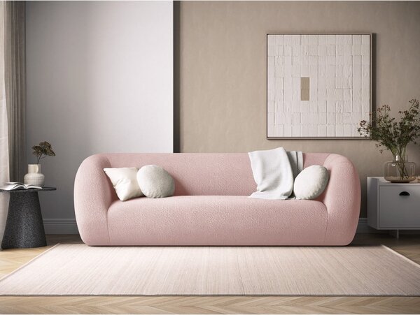Jasnoróżowa sofa z materiału bouclé 230 cm Essen – Cosmopolitan Design