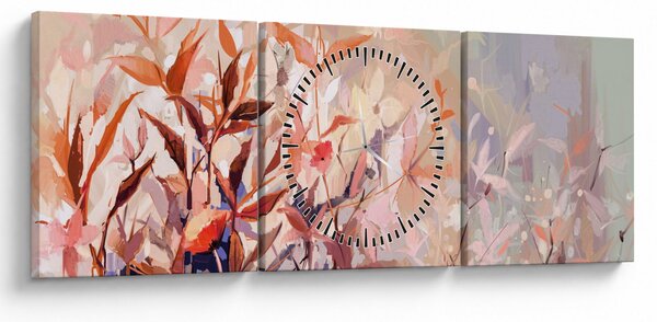 Obraz - Malowanie pastelami jesieni (z zegarem) (90x30 cm)