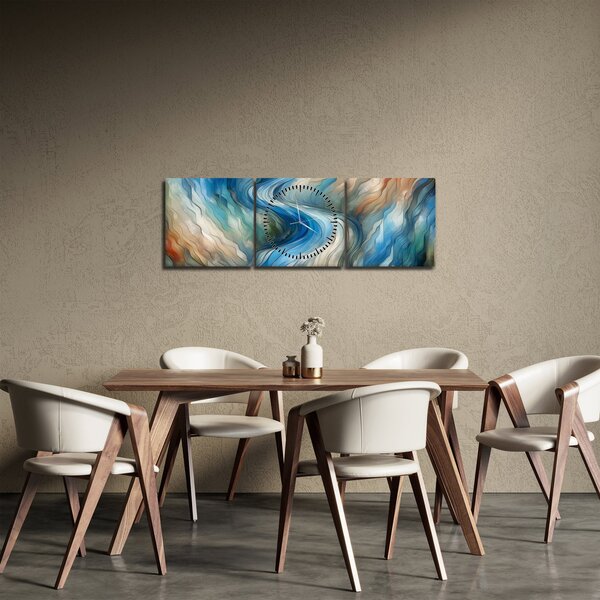 Obraz - Abstrakcyjny nurt (z zegarem) (90x30 cm)