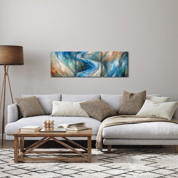Obraz - Abstrakcyjny nurt (z zegarem) (90x30 cm)