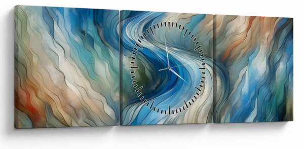Obraz - Abstrakcyjny nurt (z zegarem) (90x30 cm)
