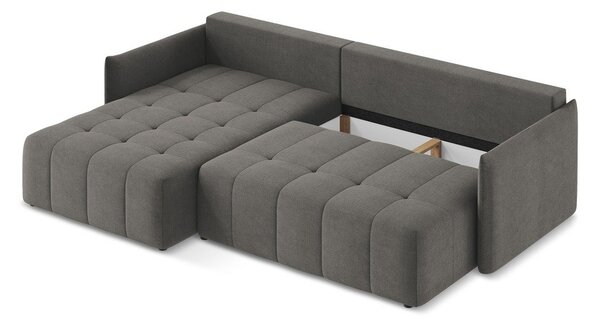 Ciemnoszary rozkładany/ze schowkiem narożnik (lewostronny/z szezlongiem) Moku – Makamii