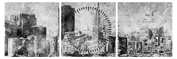 Obraz - Miasto sztuki kawowej (z zegarem) (90x30 cm)