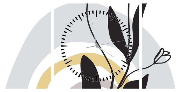 Obraz - Kwiaty w wazonie N⁰1 (z zegarem) (90x30 cm)