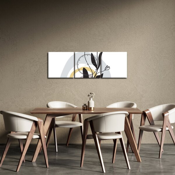 Obraz - Kwiaty w wazonie N⁰1 (z zegarem) (90x30 cm)