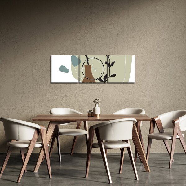 Obraz - Kwiaty w wazonie N⁰2 (z zegarem) (90x30 cm)