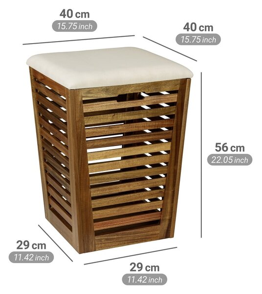 Drewniany kosz na pranie w ciemnym naturalnym kolorze 55 l Fondi – Wenko
