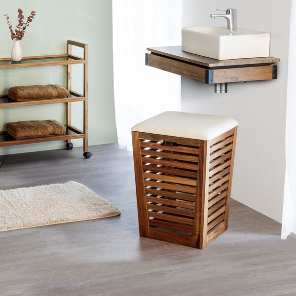 Drewniany kosz na pranie w ciemnym naturalnym kolorze 55 l Fondi – Wenko