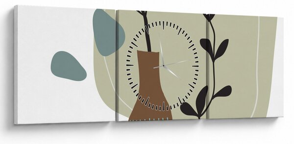 Obraz - Kwiaty w wazonie N⁰2 (z zegarem) (90x30 cm)