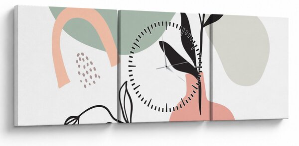 Obraz - Kwiaty w wazonie N⁰3 (z zegarem) (90x30 cm)
