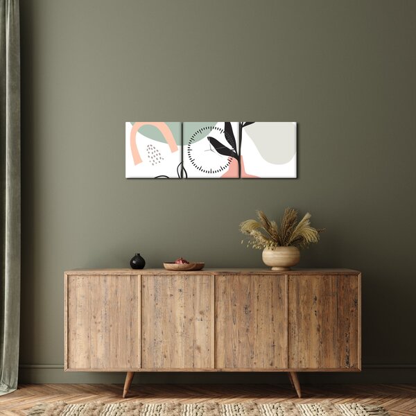Obraz - Kwiaty w wazonie N⁰3 (z zegarem) (90x30 cm)