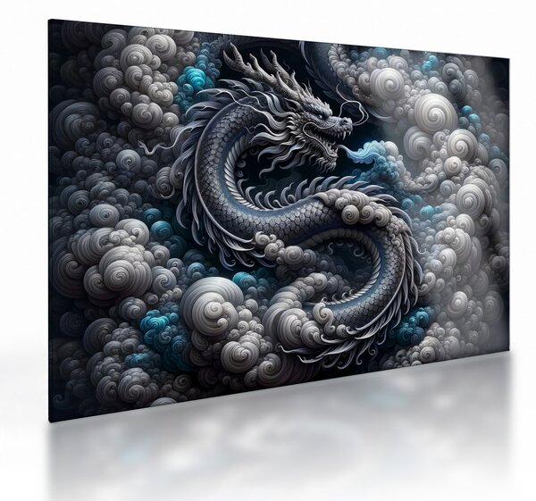 Obraz na szkle – Smok w dymie (70x50 cm)