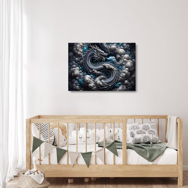 Obraz na szkle – Smok w dymie (70x50 cm)