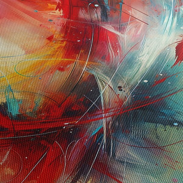 Obraz – Abstrakcja z czerwienią (170x50 cm)