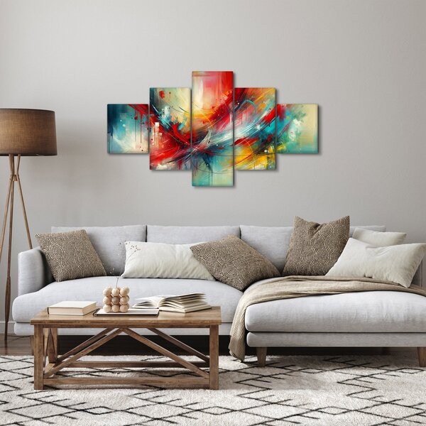 Obraz – Abstrakcja z czerwienią (125x70 cm)