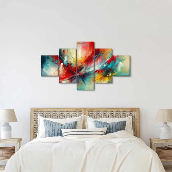 Obraz – Abstrakcja z czerwienią (125x70 cm)