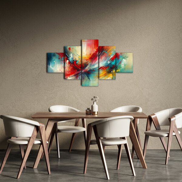 Obraz – Abstrakcja z czerwienią (125x70 cm)