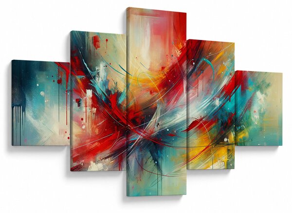 Obraz – Abstrakcja z czerwienią (125x70 cm)