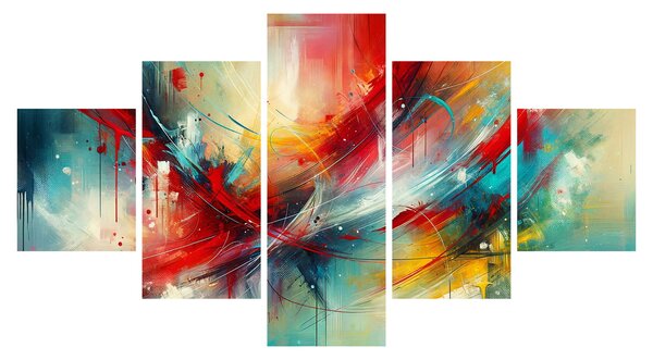 Obraz – Abstrakcja z czerwienią (125x70 cm)
