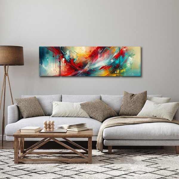 Obraz – Abstrakcja z czerwienią (170x50 cm)