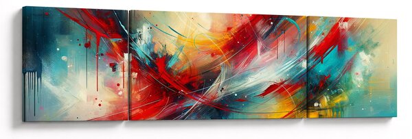 Obraz – Abstrakcja z czerwienią (170x50 cm)