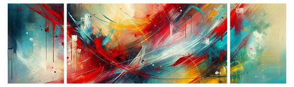 Obraz – Abstrakcja z czerwienią (170x50 cm)