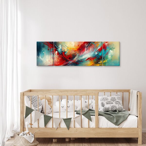 Obraz – Abstrakcja z czerwienią (170x50 cm)