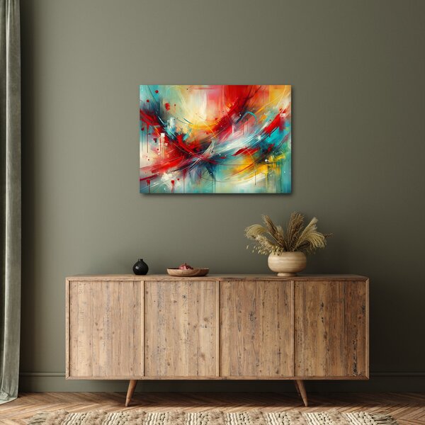 Obraz – Abstrakcja z czerwienią (70x50 cm)