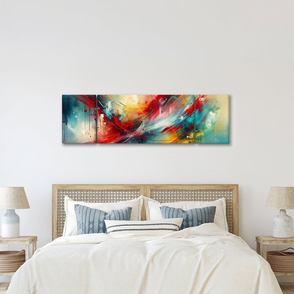 Obraz – Abstrakcja z czerwienią (170x50 cm)