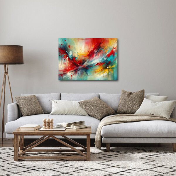 Obraz – Abstrakcja z czerwienią (70x50 cm)