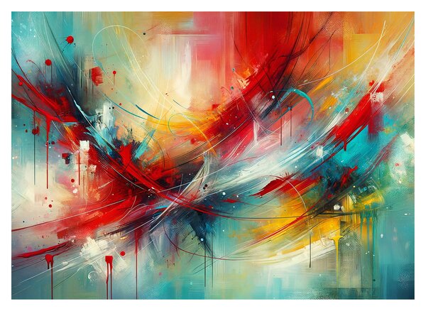 Obraz na szkle – Abstrakcja z czerwienią (70x50 cm)